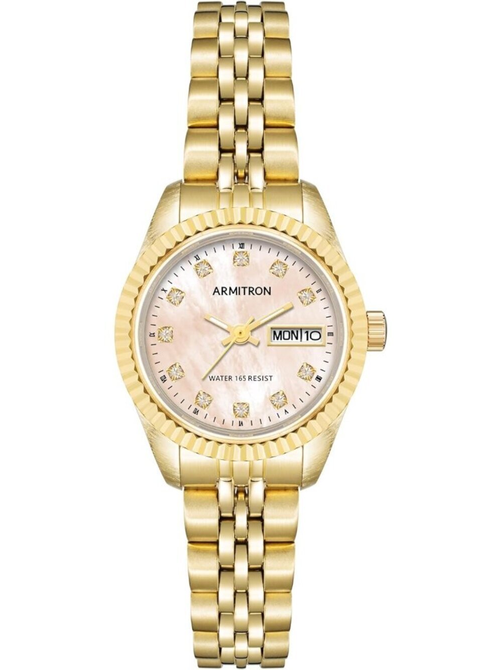 Armitron Women's Gold Pink Genuine Crystal Accented Bracelet Round Luxury Watch